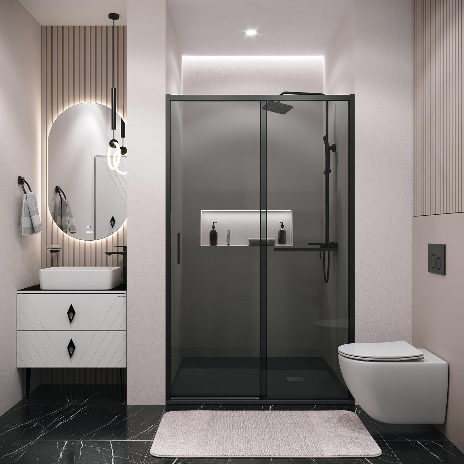 Душевая дверь Grossman Style 100x195 тонированное, черный матовый 100.K33.05.100.21.10