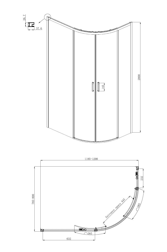 Душевой уголок Ambassador Queen 120x80 11011103L левый, прозрачный, хром