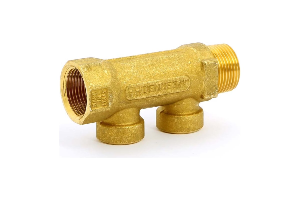 Коллектор Tiemme 2 отвода, 3/4"х1/2"В (латунь) 1910052 / 1932G050402