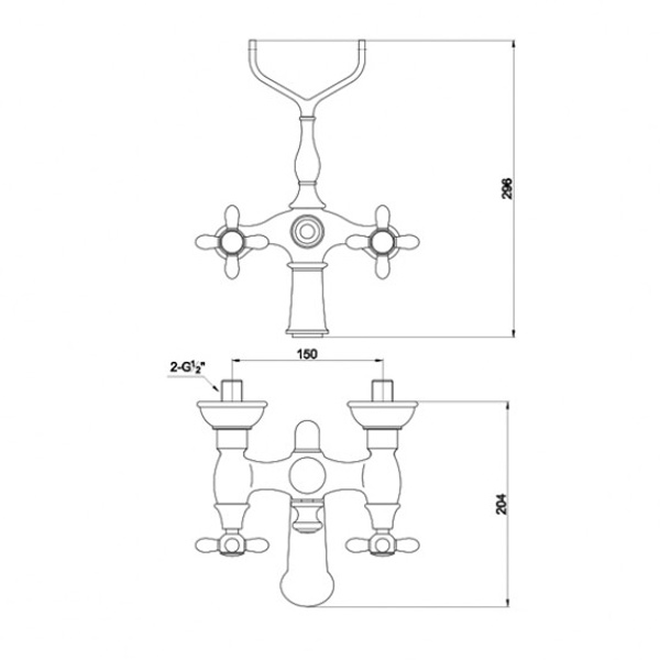 Смеситель для ванны Timo Ritz 0144Y Silver Cross с душем