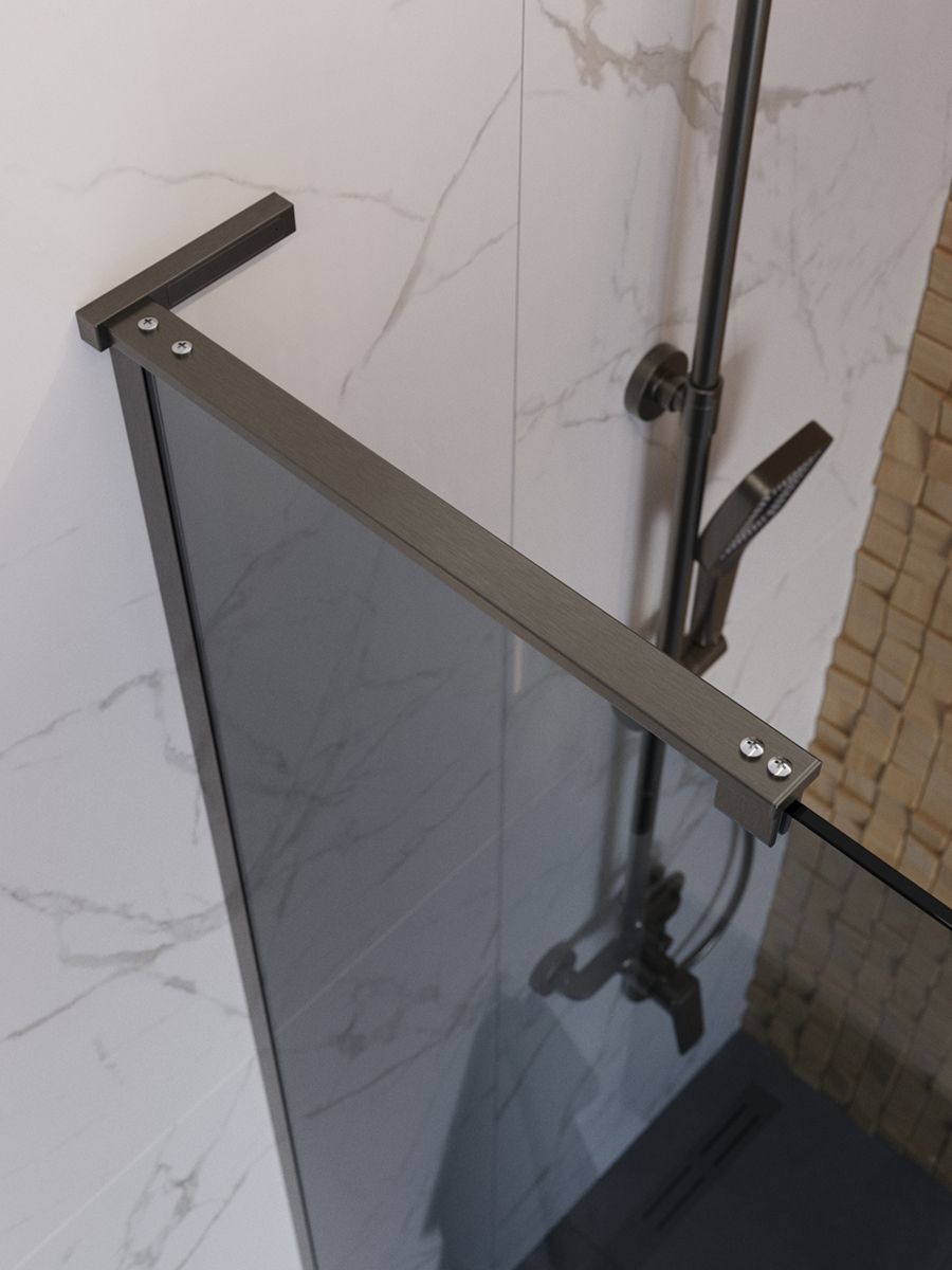 Душевая перегородка Belbagno UNO-L-1-TB-90-GR-GM 90x200 графит, оружейная сталь