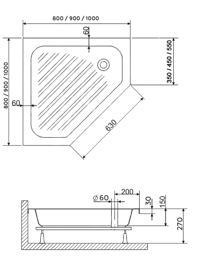 Поддон для душа RGW BT/CL-S-A 80x80