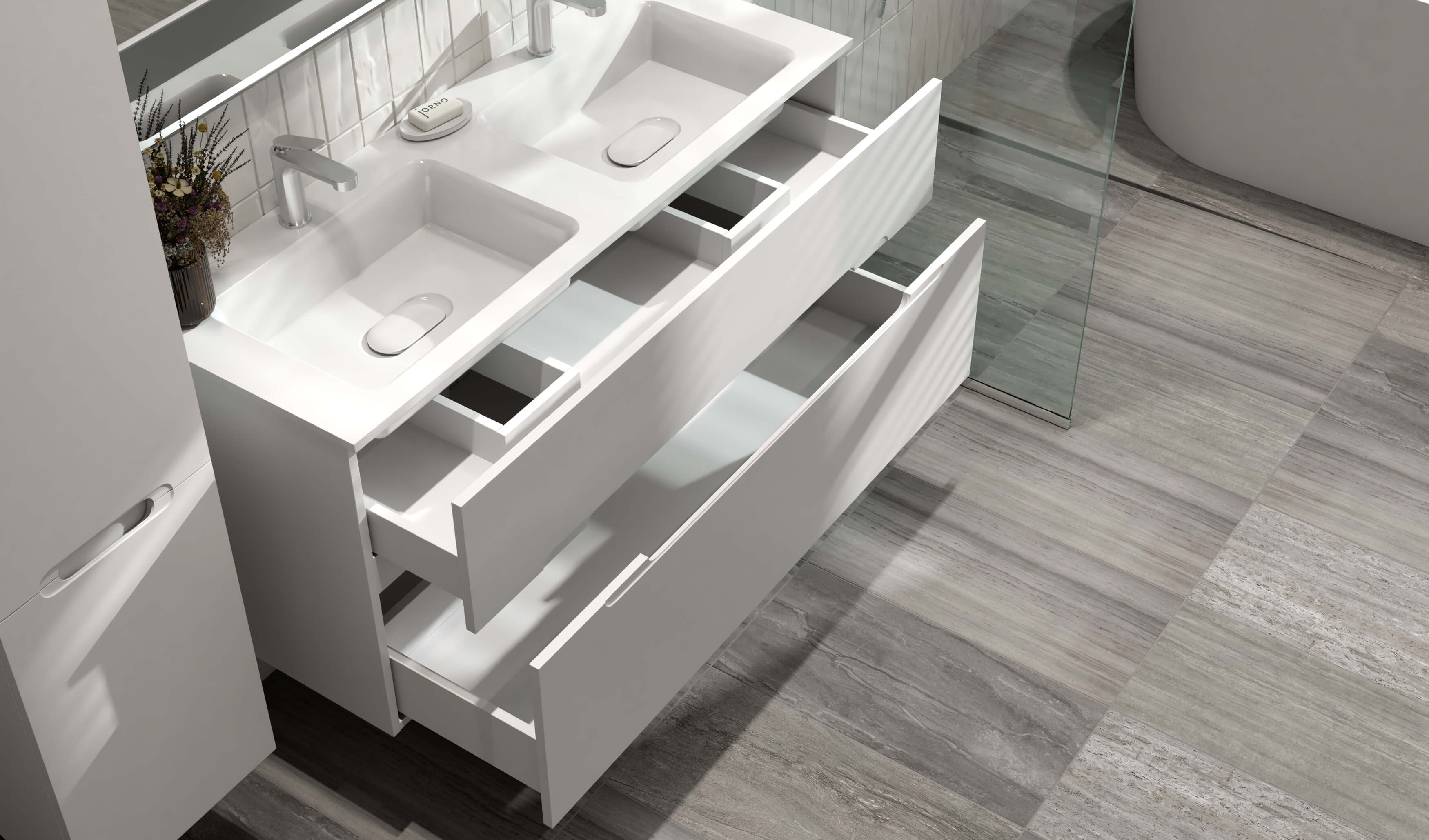 Тумба с раковиной Jorno Modul 120 см, белый