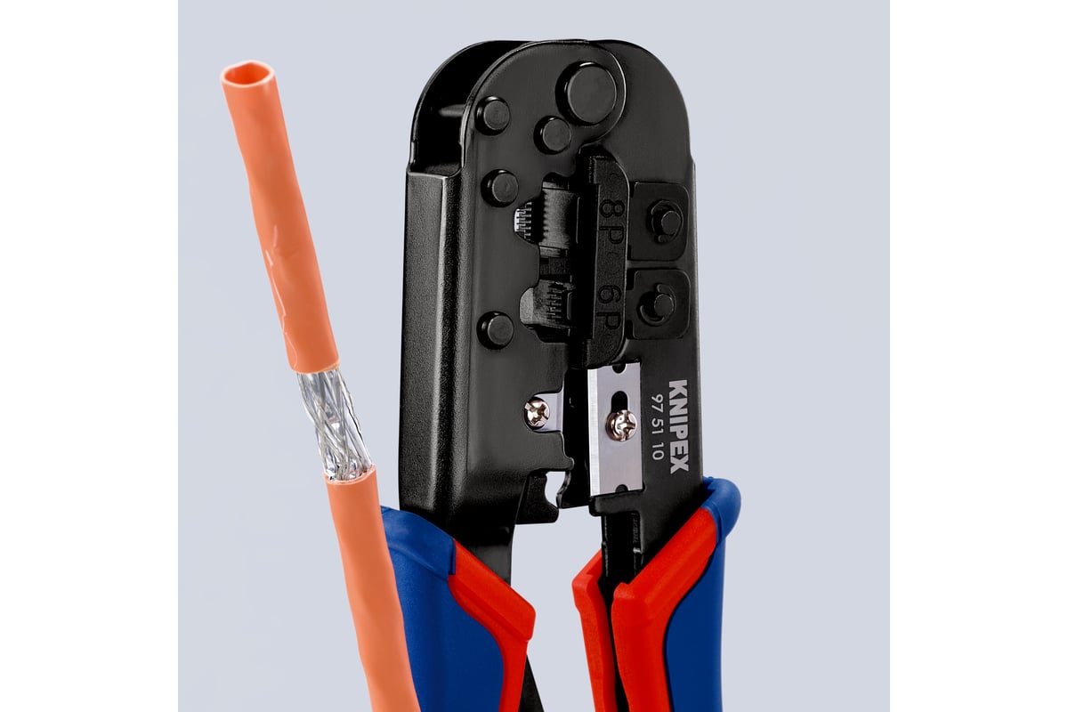 Пресс-клещи для штекеров Knipex RJ (Western), 2 гнезда, RJ 11/12, RJ 45, 190 мм, KN-975110SB
