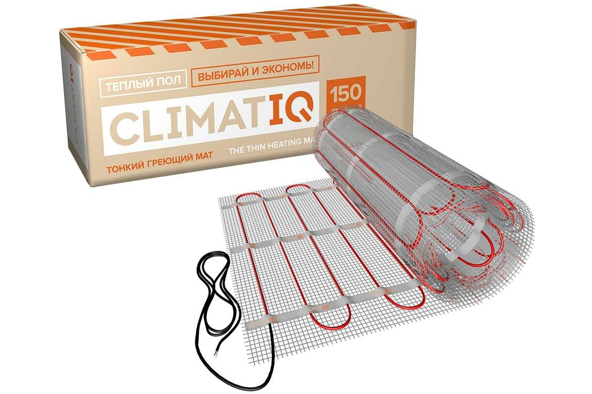 Тонкий самоклеящийся греющий мат IQWATT CLIMATIQ MAT 206020 для любого керамического покрытия толщиной не более 10 мм, 225 Вт - 1.5 м.кв., установка в слой плиточного клея