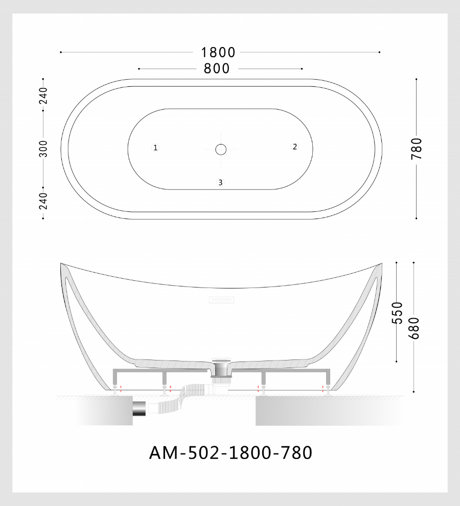 Акриловая ванна Art&Max AM-502-1800-780 180x78