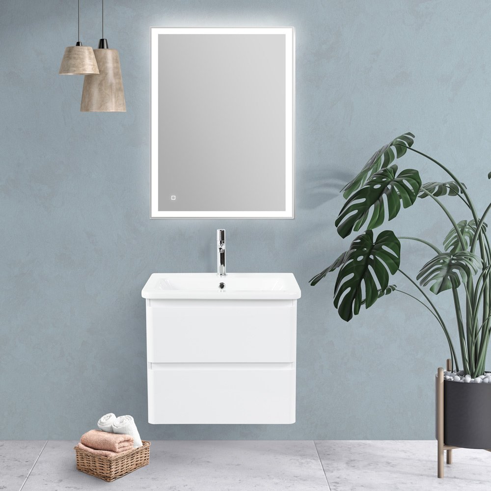 Тумба с раковиной BelBagno Albano-Cer 60 см Bianco Lucido