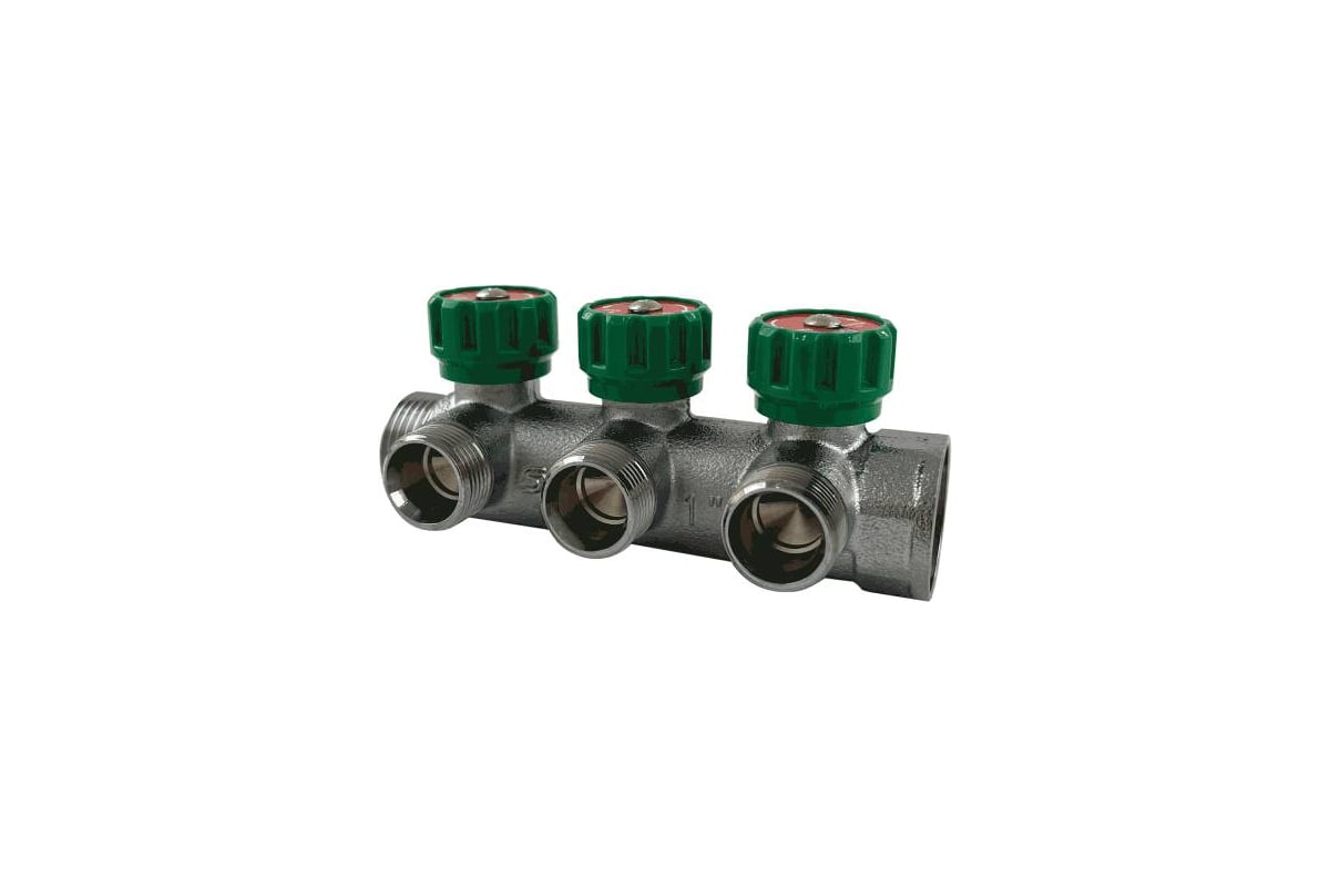 Коллектор с регулирующими клапанами SANTECHSYSTEMS 1", 4в 3/4" ЕК н/р, межосевое расстояние между выходами 45мм 129-8681