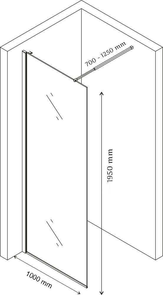 Душевая перегородка Cerutti Muza T100 100x195 черный, прозрачное