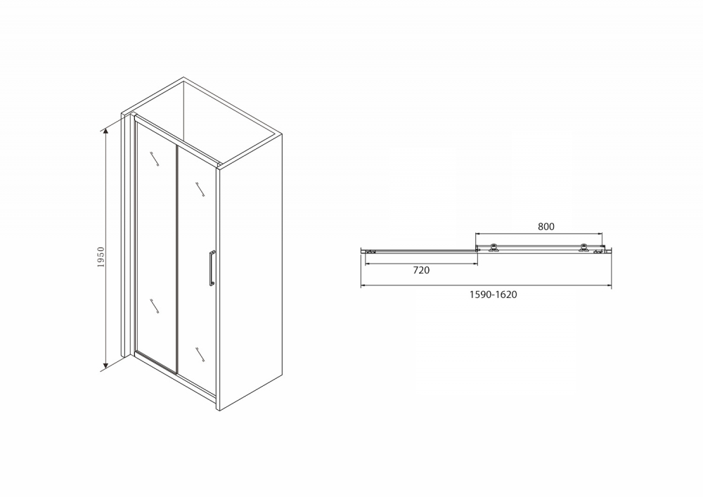 Душевая дверь Abber Schwarzer Diamant 160x195 AG30160BH профиль черный