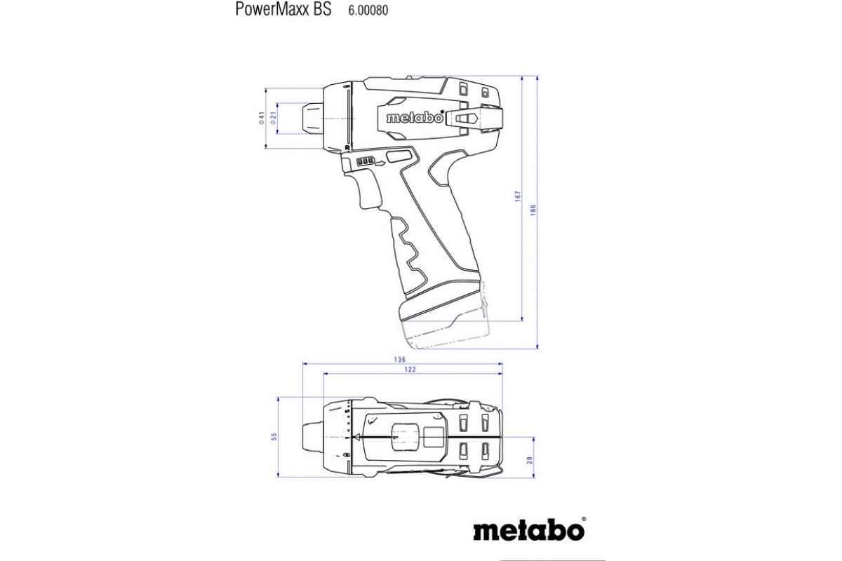 Аккумуляторная дрель-шуруповерт Metabo PowerMaxx BS 12 В, 2х2.0, LC12, патрон, кейс 600984500