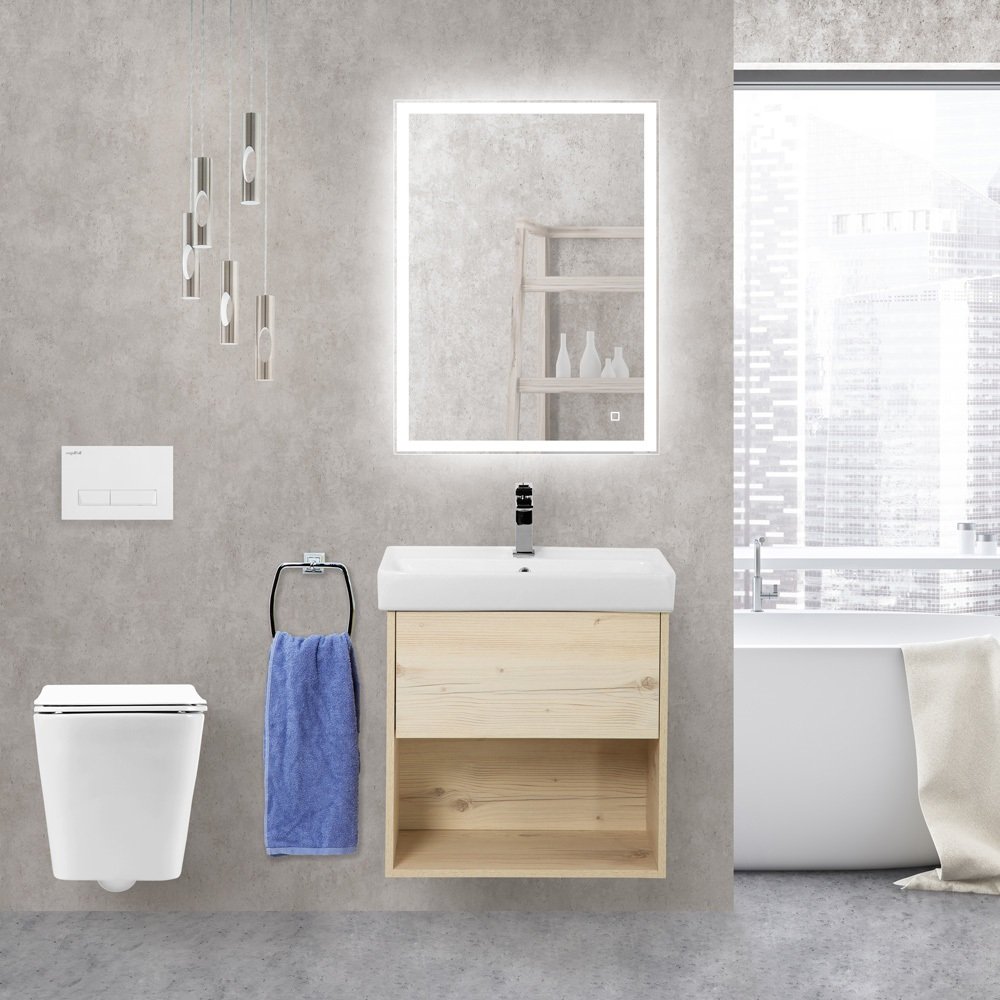 Мебель для ванной BelBagno Neon 60 см, 1 ящик, Pino Bianco