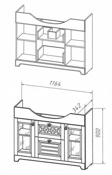 Тумба с раковиной Бриклаер Кантри 120 см бежевый дуб