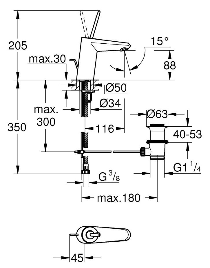 Смеситель для раковины Grohe Eurodisc Joystick 23425000