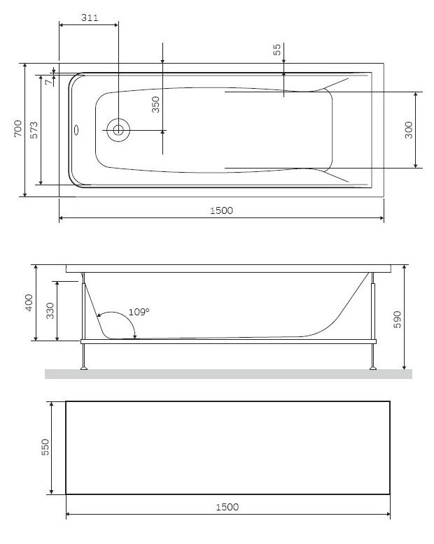 Фронтальная панель Am.Pm Gem W90A-150-070W-P1 150 см