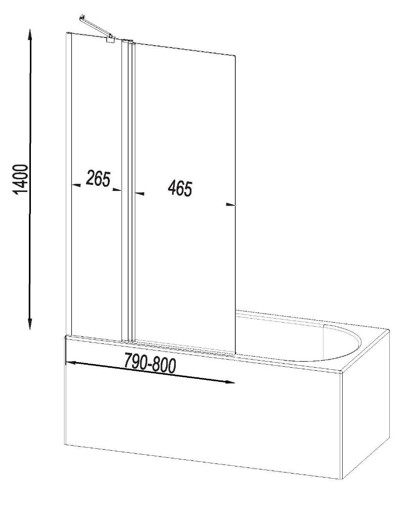 Шторка для ванны Am.Pm Gem W90BS-D3W5-140CT 80x140 стекло прозрачное, хром