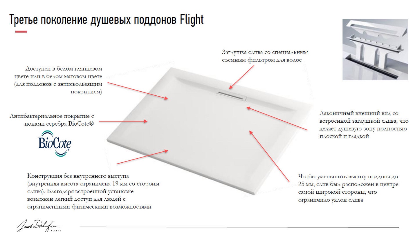 Поддон для душа Jacob Delafon Flight Pure E62329-00 140x80