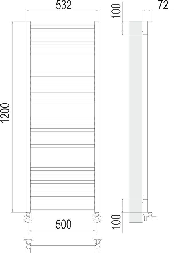 Полотенцесушитель водяной Terminus Аврора П22 500x1200, 4670078529398