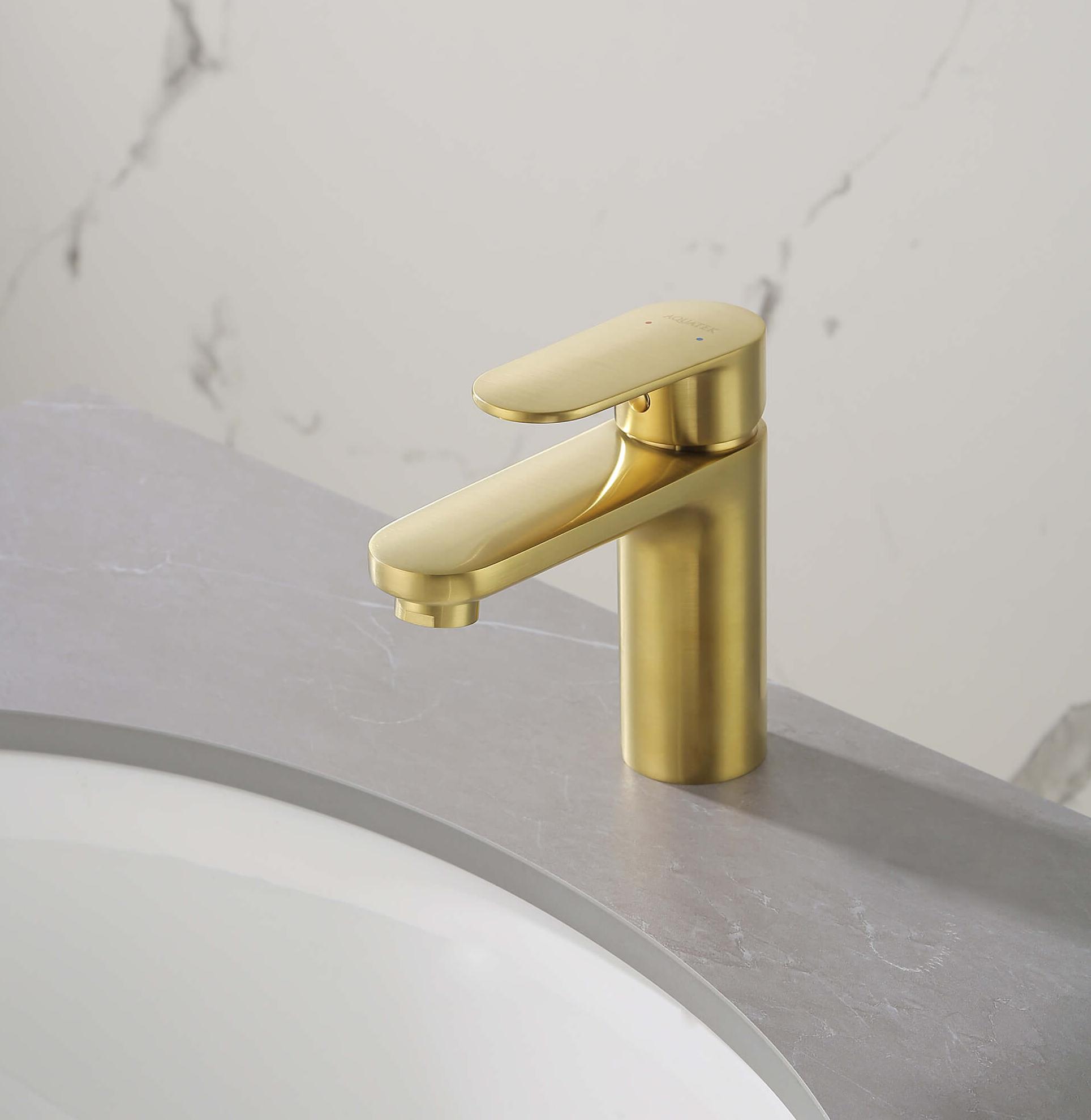 Смеситель для раковины Aquatek Ника AQ1810BG шлифованное золото