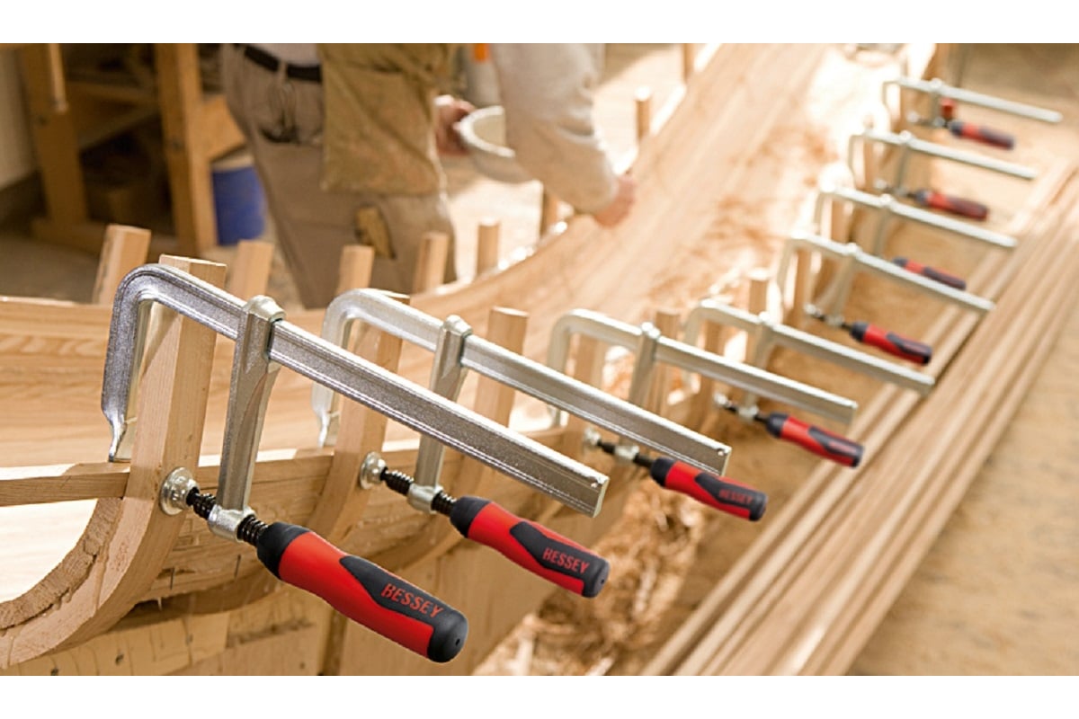 Цельнометаллическая струбцина BESSEY 800/120, усилие 6кН, с двухкомпонентной рукояткой BE-GZ80-12-2K