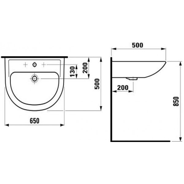 Раковина Laufen Pro 65x50 см 8.1095.3.000.104.1