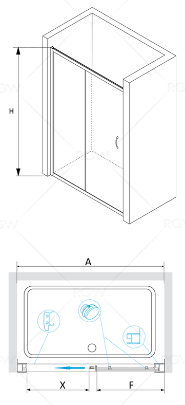 Душевая дверь RGW Passage PA-016 180x195, прозрачное, хром