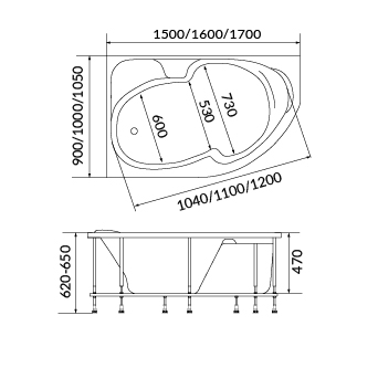 Акриловая ванна Creto Doris 14-17090L 170x90 см L