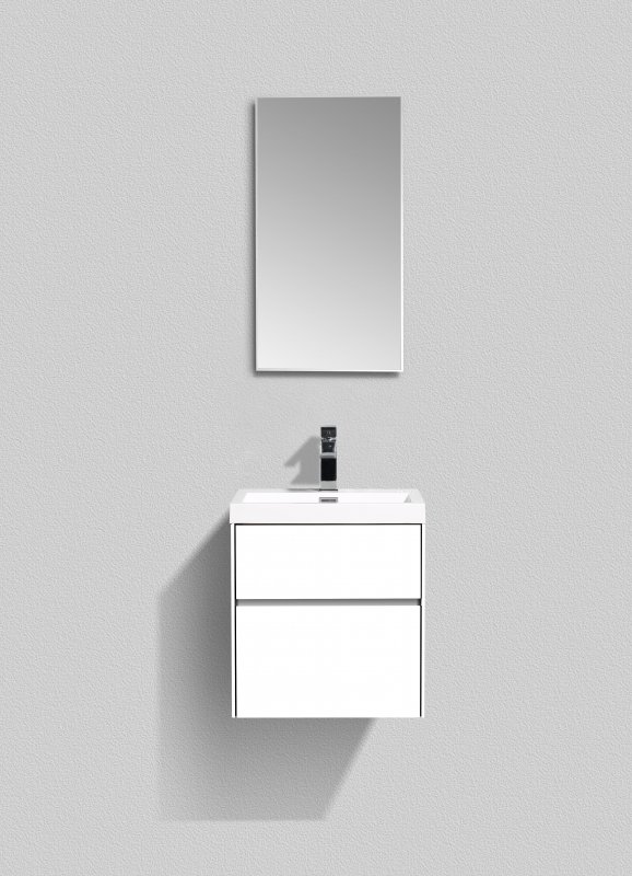 Тумба с раковиной BelBagno Pietra Mini 50 см, 2 асимметричных ящика, Bianco Lucido