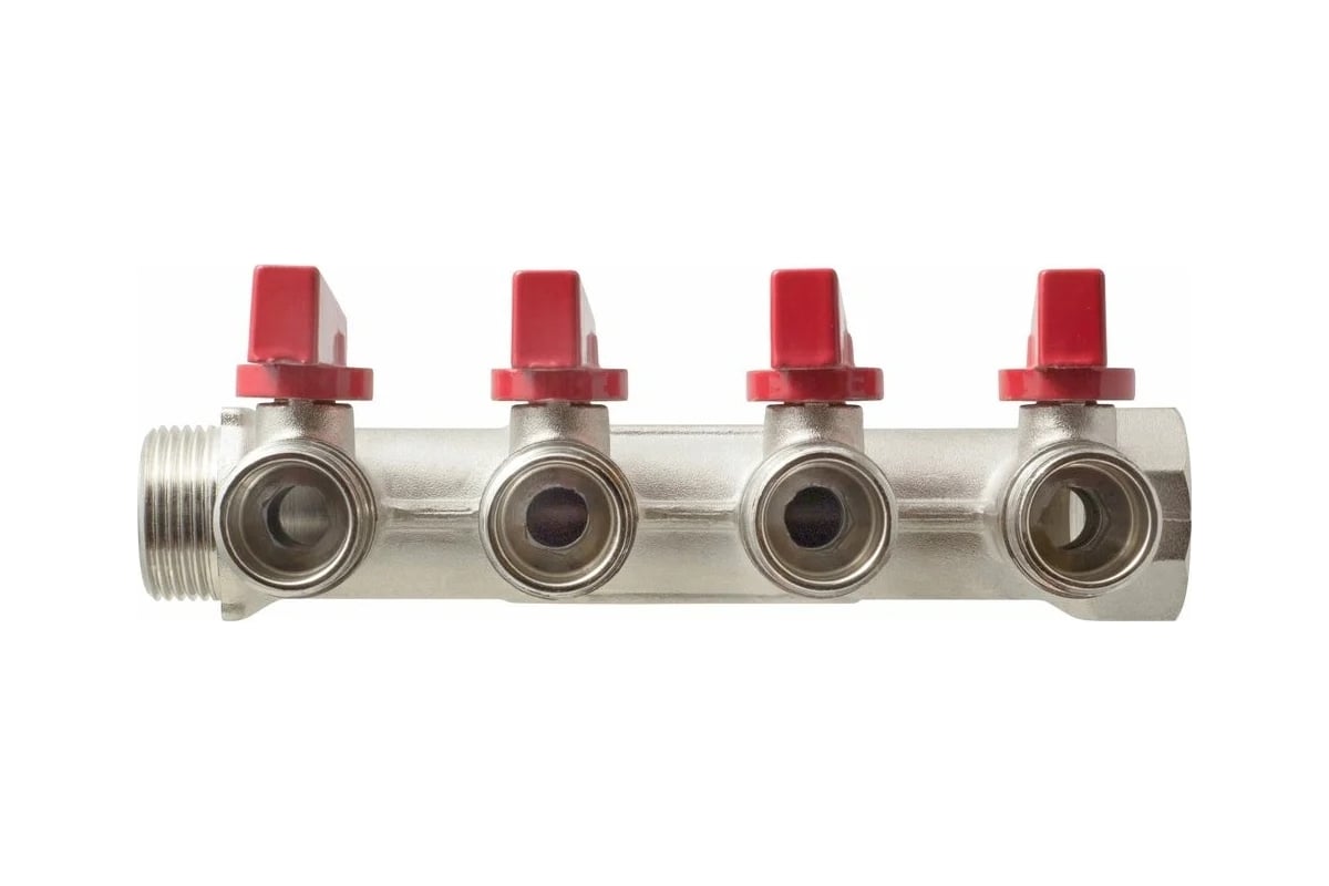 Коллектор СТМ 3/4"х1/2"х4, с шаровыми кранами, н/р S4MB3412