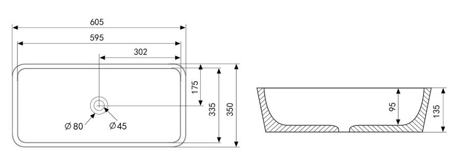 Раковина Abber Rechteck AC2204 60.5 см белый