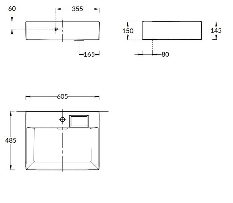 Раковина Kerama Marazzi Logica 60 см LO.wb.60.1, 1 отверстие