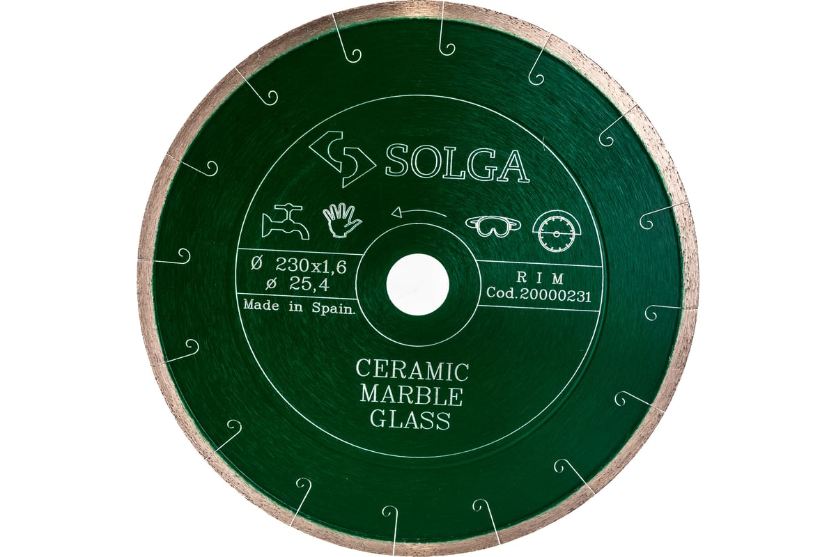 Диск алмазный сплошной (230х25,4 мм) CERAMICS MARBLE Solga Diamant 20000231