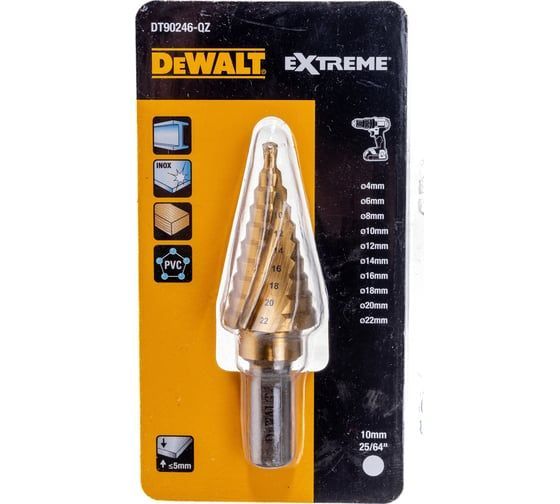Сверло ступенчатое (4-22 мм; хвостовик 10 мм) DeWalt DT90246-QZ