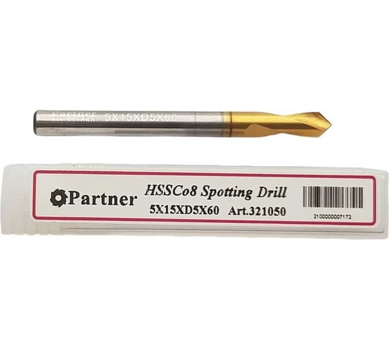 Сверло центровочное Серия 321 (5х60 мм, HSSE, TiN, 90°) Partner 321050