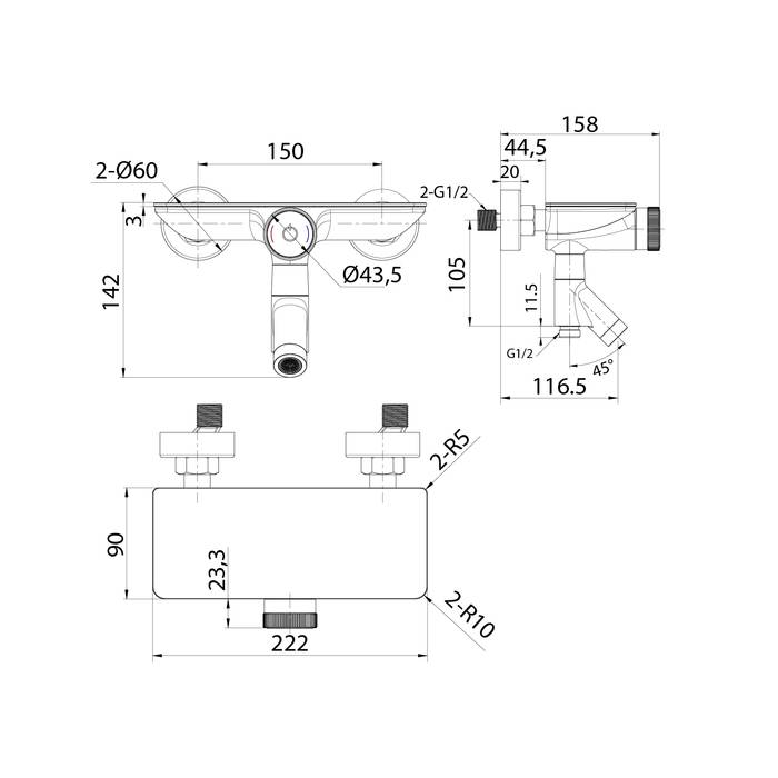 Смеситель для ванны Iddis Shelfy SHEBLBTi02WA черный матовый