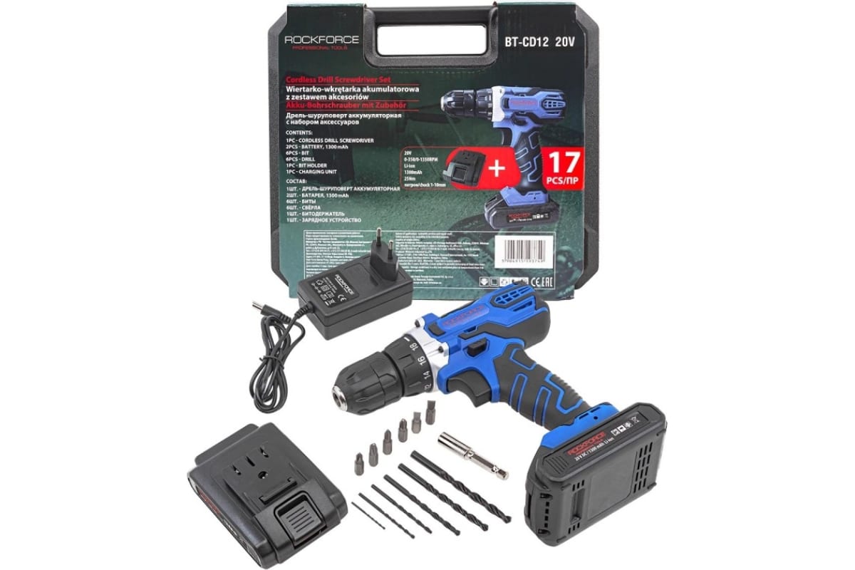 Дрель-шуруповерт Rockforce 20V RF-BT-CD12 20V