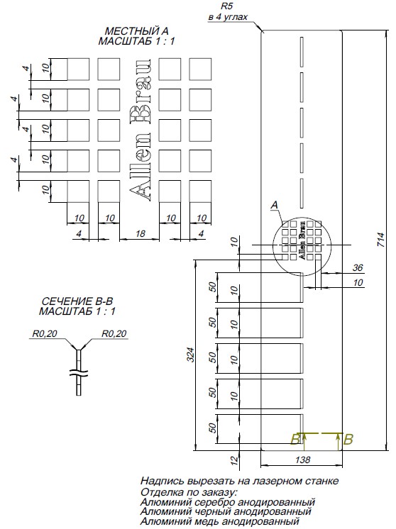 Решетка Allen Brau Infinity 8.210N6-BBA для поддона 140x90, черный браш