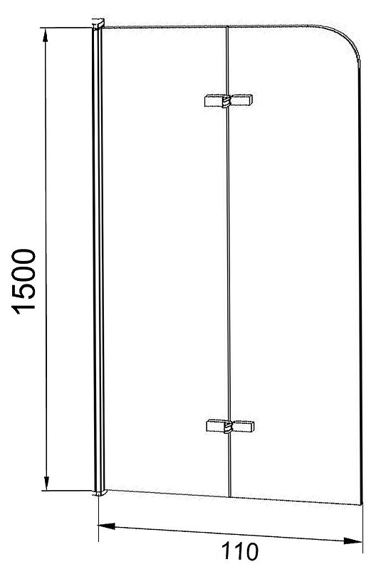 Шторка для ванны Grossman GR-106110 110x150 прозрачное, хром