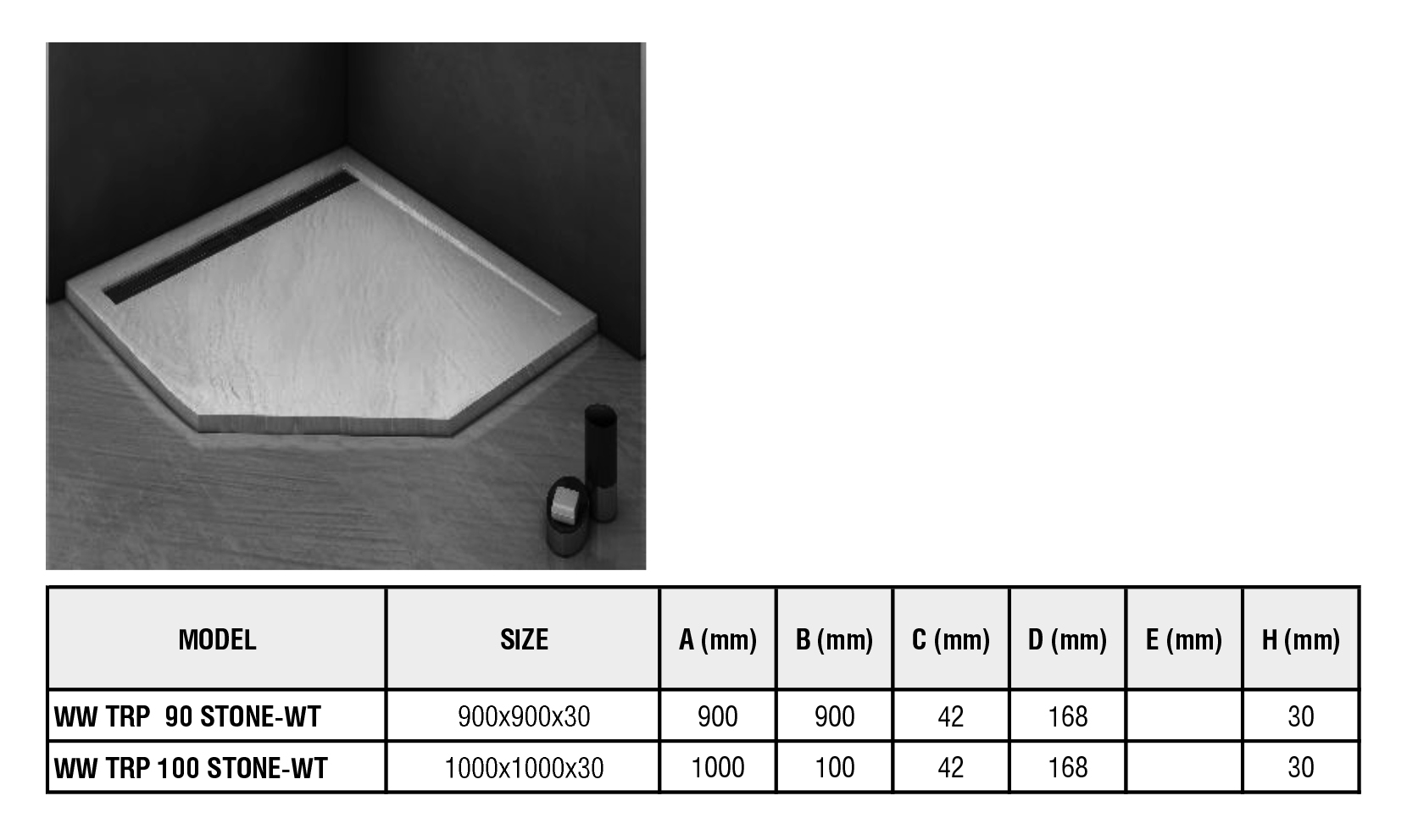 Поддон для душа WeltWasser TRP STONE-WT 90x90, 10000004363