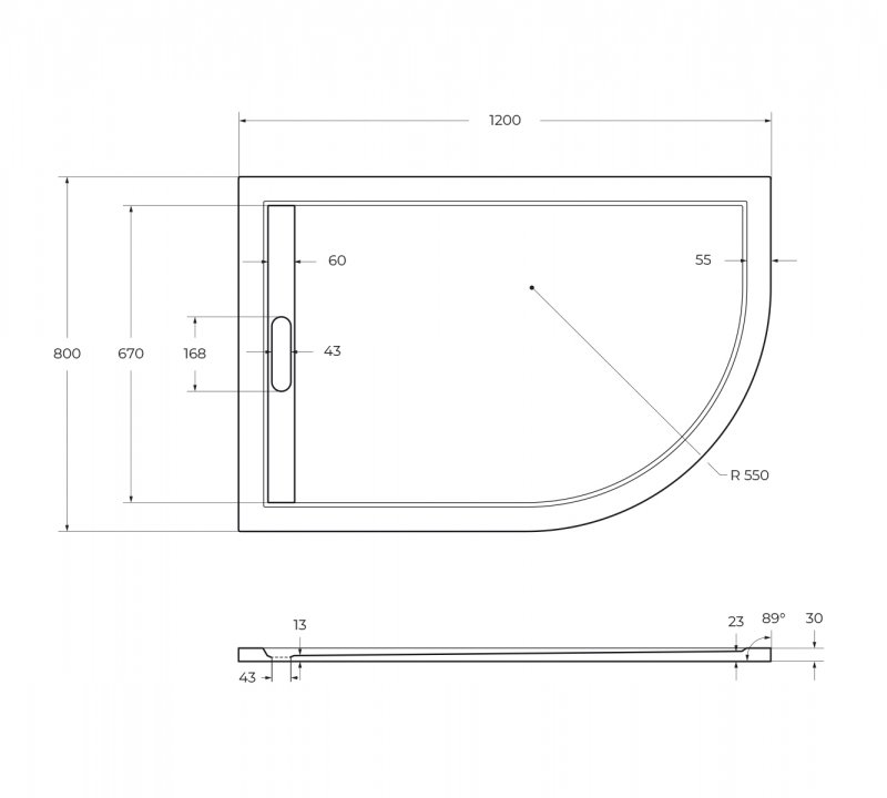 Поддон для душа Cezares TRAY-AS-RH-100/80-30-W-L 100x80 из мрамора, белый, L