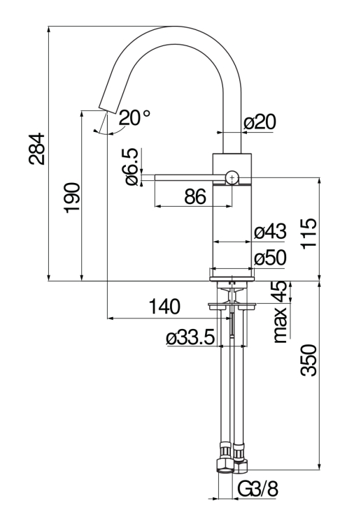 Смеситель для раковины Nobili Velis VE125138/3FLP Diamond smoke