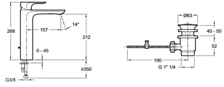 Смеситель для раковины Jacob Delafon Aleo E72298-4-CP