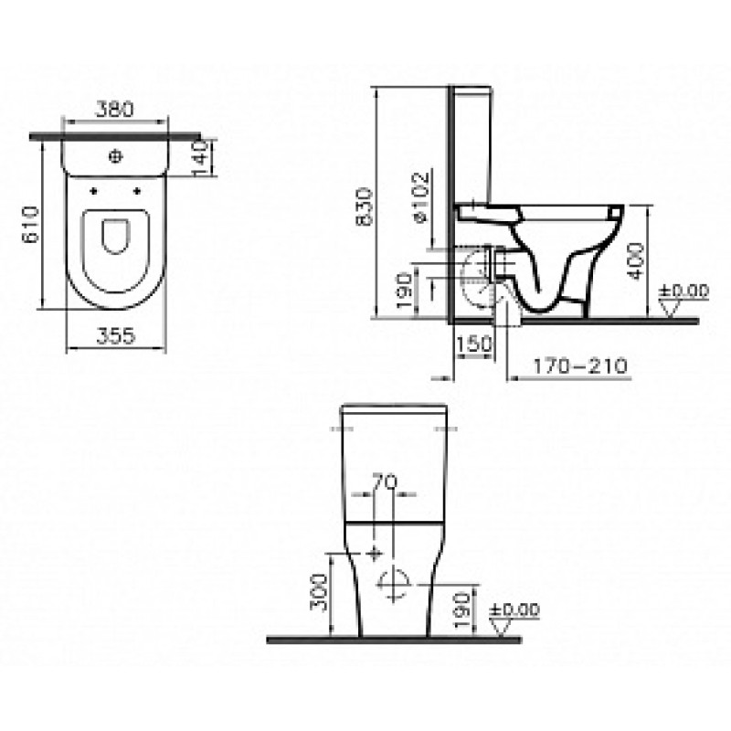 Унитаз VitrA Zentrum Pan-Cistern 9012B003-7202 с микролифтом