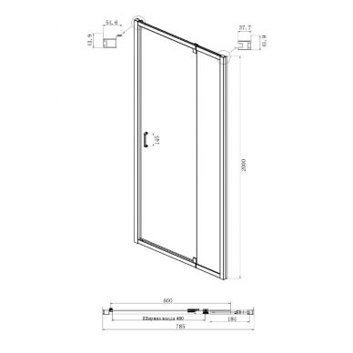 Душевая дверь Ambassador Elysium 80x200 111021102KX прозрачная, хром