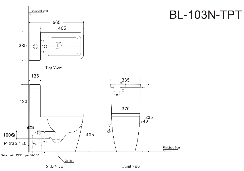 Чаша для унитаза Aquanet Rimless Tavr BL-103N-TPT