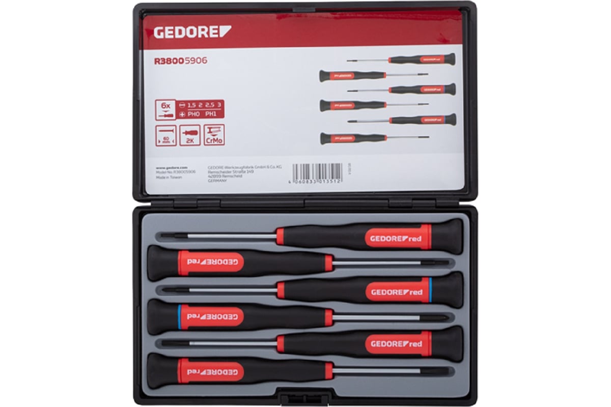 Набор электротехнических отверток GEDORE RED PH+SL, 6шт 3301351