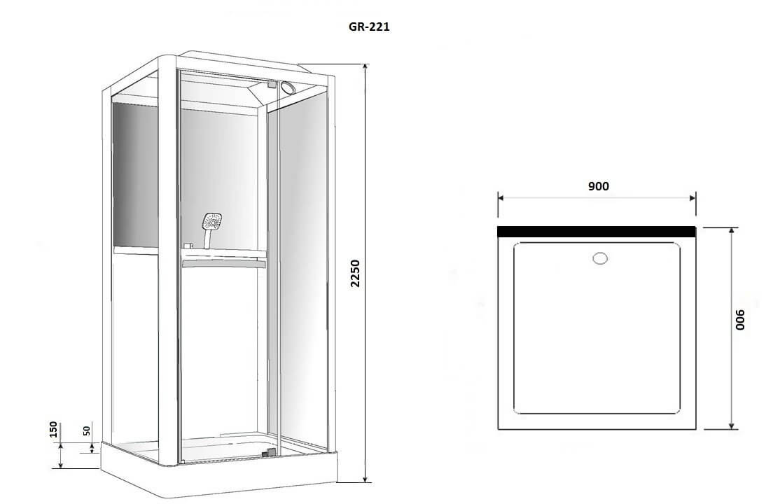Душевая кабина Grossman GR-221 90x90 черный
