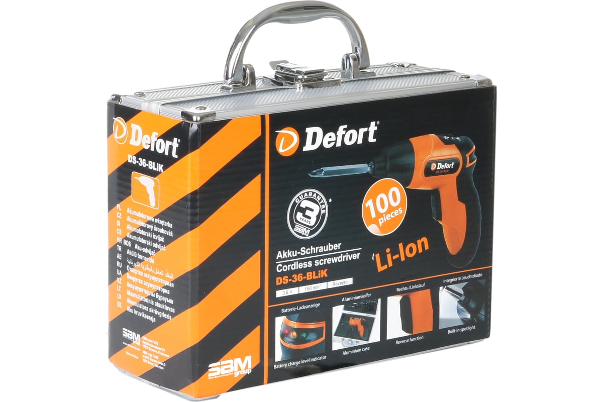 Аккумуляторная отвертка Defort DS-36-BLiK 98295696