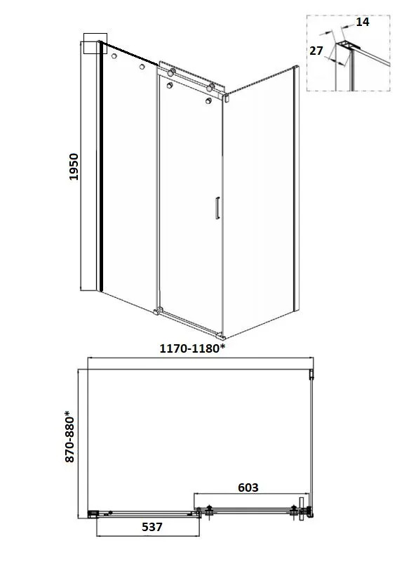 Душевой уголок Cerutti CEZARES120B 120x90 прозрачный, черный