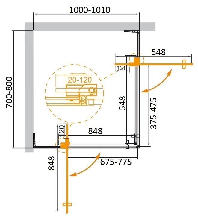 Душевой уголок Cezares SLIDER-AH-2-70/80-100/110-C-Cr 100/110x70/80 прозрачный, хром